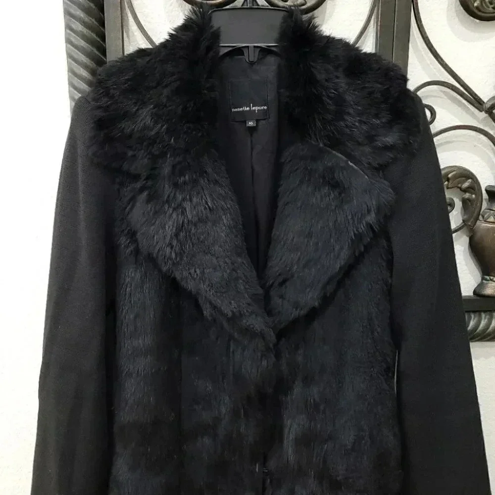 Nanette Lepore Luscious Rabbit Fur Knit Coat